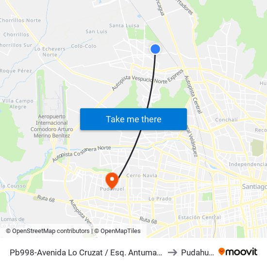 Pb998-Avenida Lo Cruzat / Esq. Antumalal to Pudahuel map