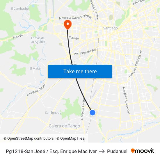 Pg1218-San José / Esq. Enrique Mac Iver to Pudahuel map