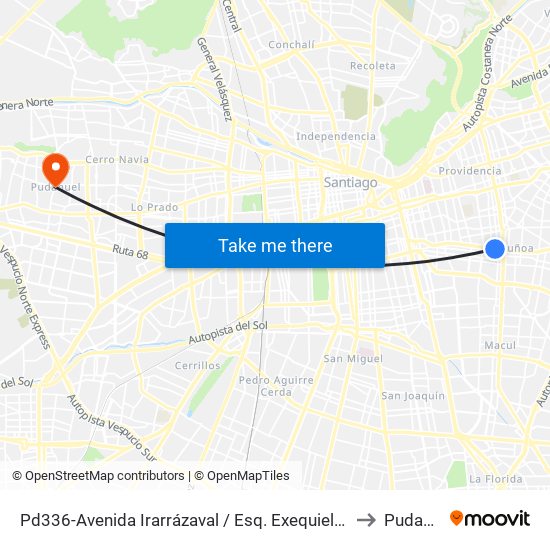 Pd336-Avenida Irarrázaval / Esq. Exequiel Fernández to Pudahuel map