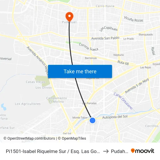 Pi1501-Isabel Riquelme Sur / Esq. Las Golondrinas to Pudahuel map