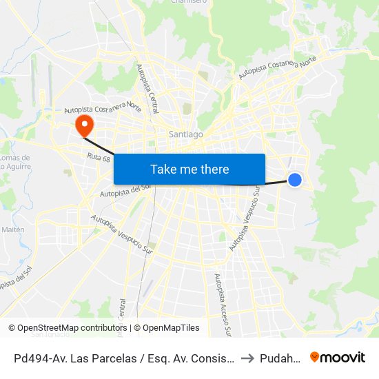 Pd494-Av. Las Parcelas / Esq. Av. Consistorial to Pudahuel map