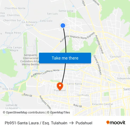 Pb951-Santa Laura / Esq. Tulahuén to Pudahuel map