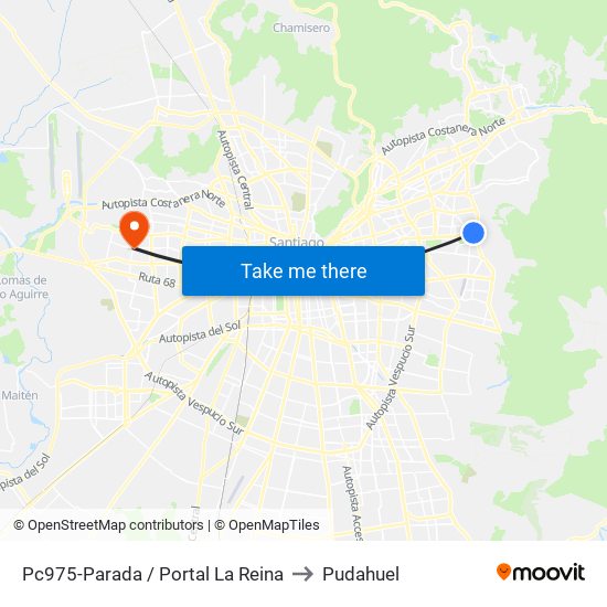 Pc975-Parada / Portal La Reina to Pudahuel map