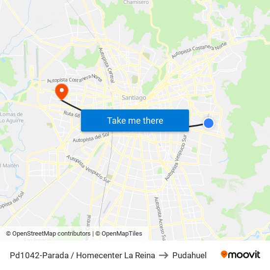 Pd1042-Parada / Homecenter La Reina to Pudahuel map