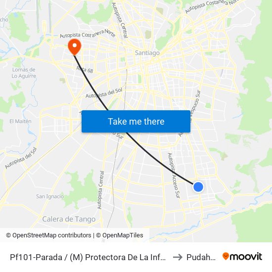 Pf101-Parada / (M) Protectora De La Infancia to Pudahuel map