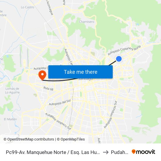 Pc99-Av. Manquehue Norte / Esq. Las Hualtatas to Pudahuel map