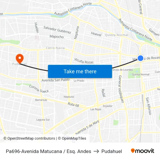 Pa696-Avenida Matucana / Esq. Andes to Pudahuel map