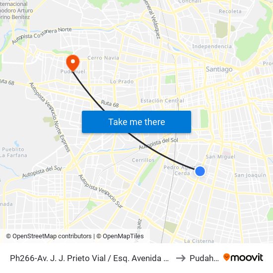 Ph266-Av. J. J. Prieto Vial / Esq. Avenida La Marina to Pudahuel map