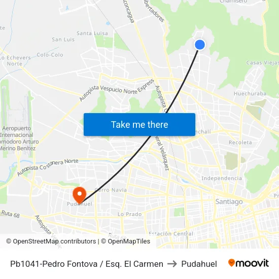Pb1041-Pedro Fontova / Esq. El Carmen to Pudahuel map