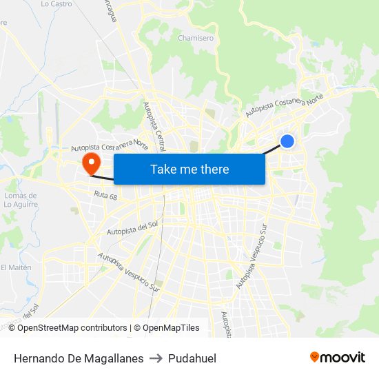 Hernando De Magallanes to Pudahuel map