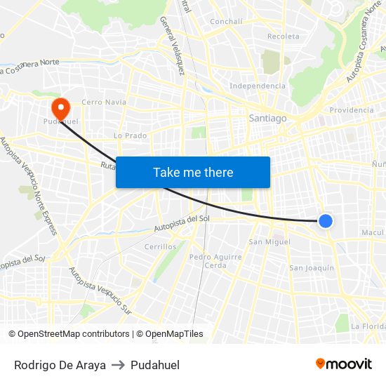 Rodrigo De Araya to Pudahuel map