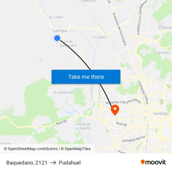 Baquedano, 2121 to Pudahuel map