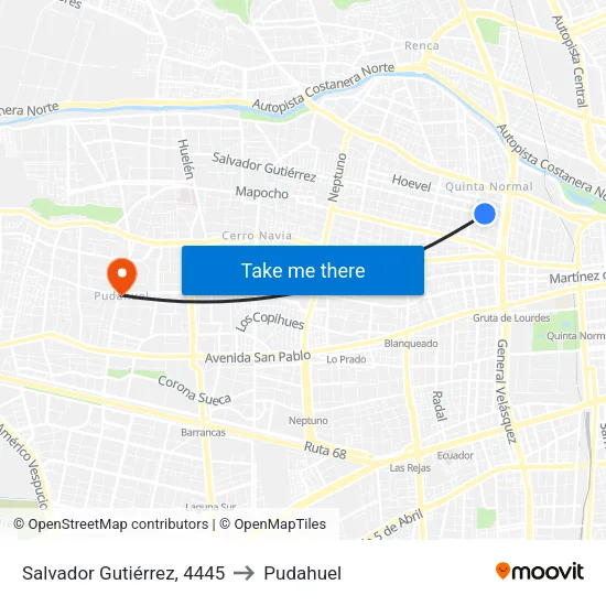 Salvador Gutiérrez, 4445 to Pudahuel map