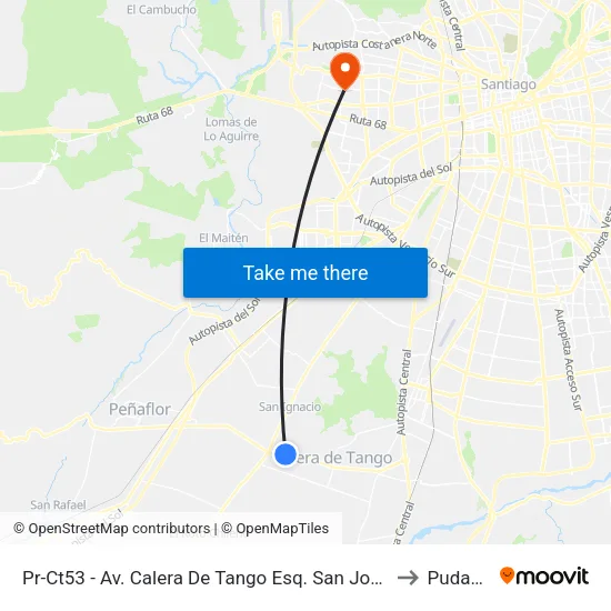 Pr-Ct53 - Av. Calera De Tango Esq. San José De Tango to Pudahuel map