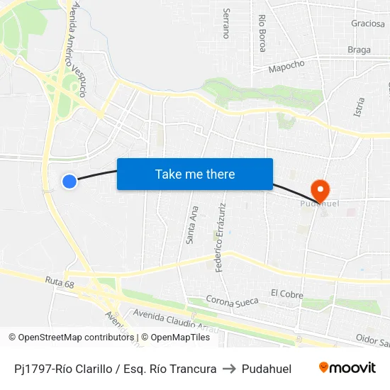 Pj1797-Río Clarillo / Esq. Río Trancura to Pudahuel map