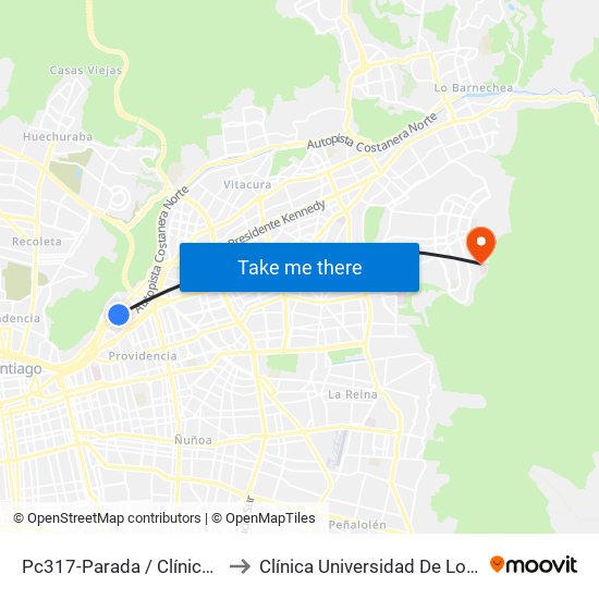 Pc317-Parada / Clínica Indisa to Clínica Universidad De Los Andes map