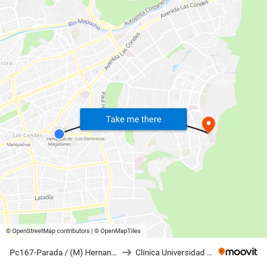 Pc167-Parada / (M) Hernando De Magallanes to Clínica Universidad De Los Andes map