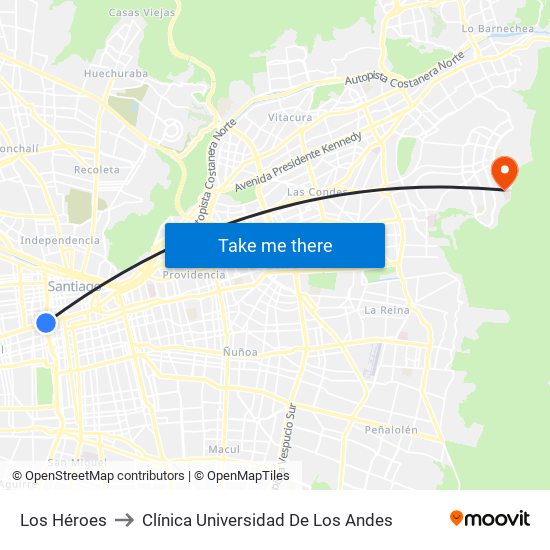 Los Héroes to Clínica Universidad De Los Andes map