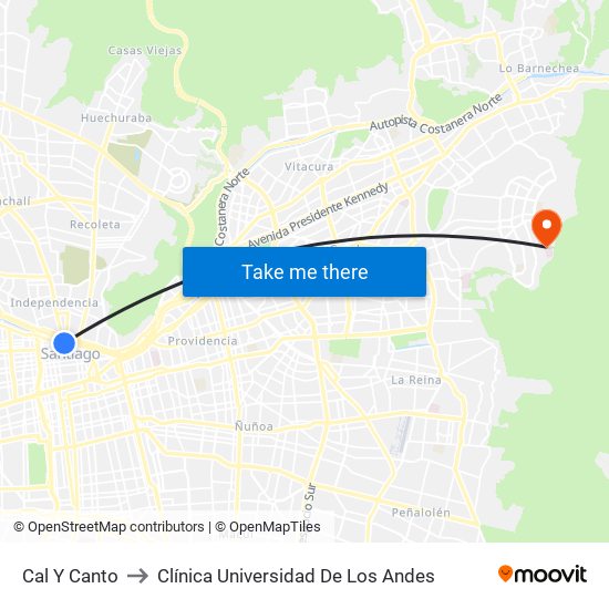Cal Y Canto to Clínica Universidad De Los Andes map