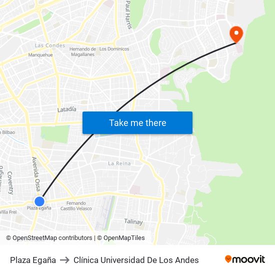 Plaza Egaña to Clínica Universidad De Los Andes map