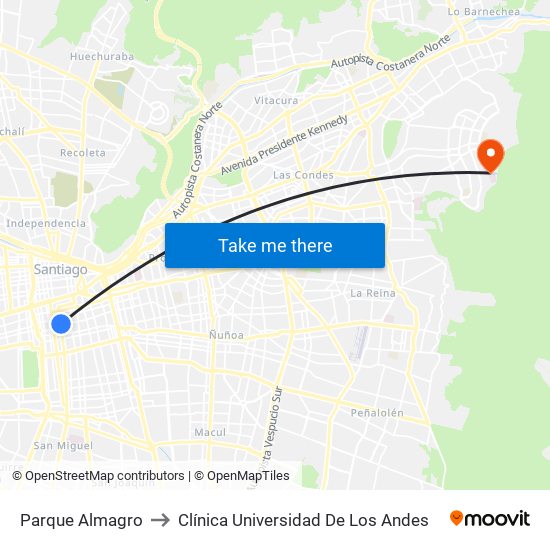 Parque Almagro to Clínica Universidad De Los Andes map
