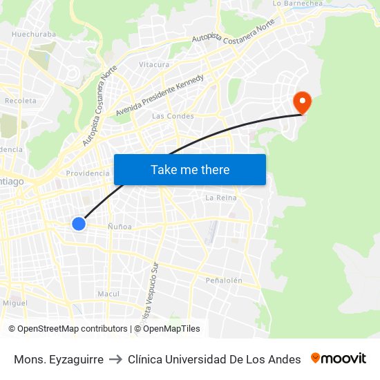 Mons. Eyzaguirre to Clínica Universidad De Los Andes map