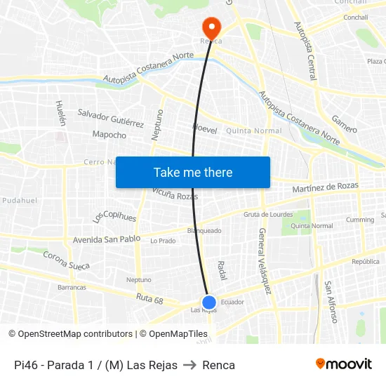 Pi46 - Parada 1 / (M) Las Rejas to Renca map