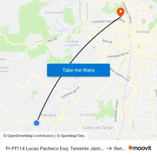 Pr-Pf114 Lucas Pacheco Esq. Teniente Jaime Sanz to Renca map