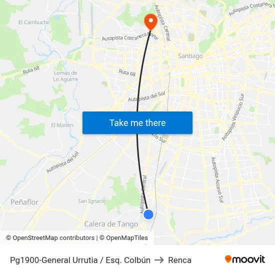 Pg1900-General Urrutia / Esq. Colbún to Renca map