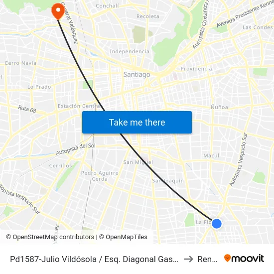 Pd1587-Julio Vildósola / Esq. Diagonal Gaspar to Renca map