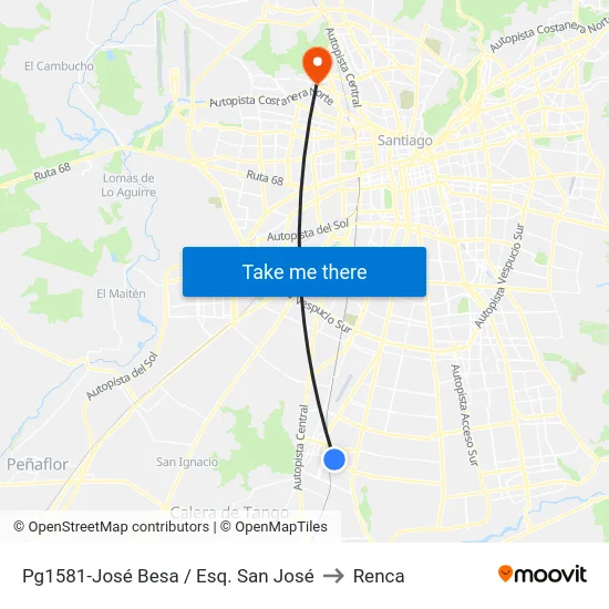 Pg1581-José Besa / Esq. San José to Renca map