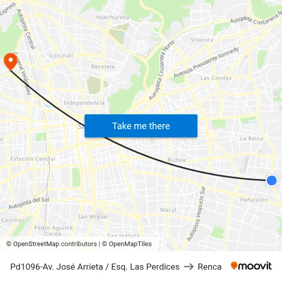 Pd1096-Av. José Arrieta / Esq. Las Perdices to Renca map