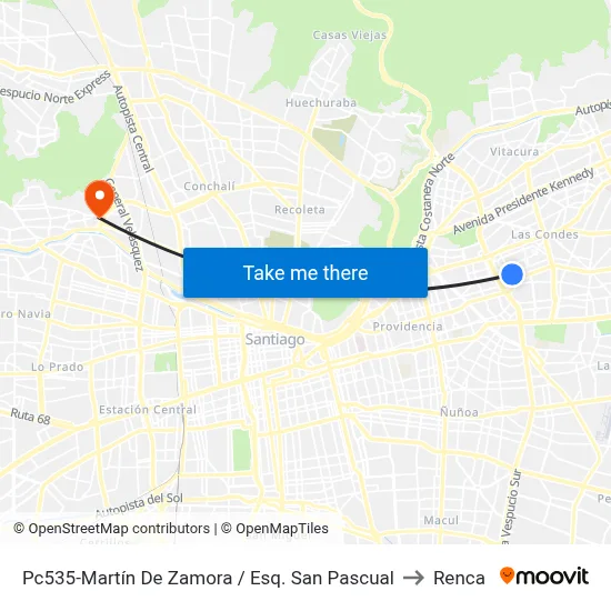 Pc535-Martín De Zamora / Esq. San Pascual to Renca map