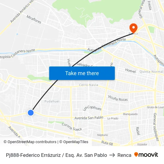 Pj888-Federico Errázuriz / Esq. Av. San Pablo to Renca map