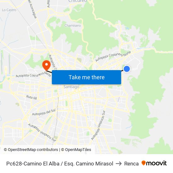 Pc628-Camino El Alba / Esq. Camino Mirasol to Renca map