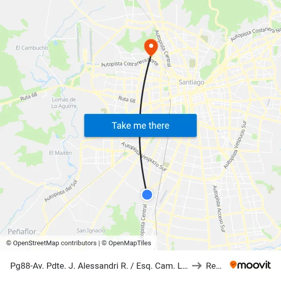 Pg88-Av. Pdte. J. Alessandri R. / Esq. Cam. Las Acacias to Renca map