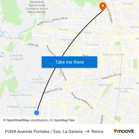 Pi369-Avenida Portales / Esq. La Galaxia to Renca map