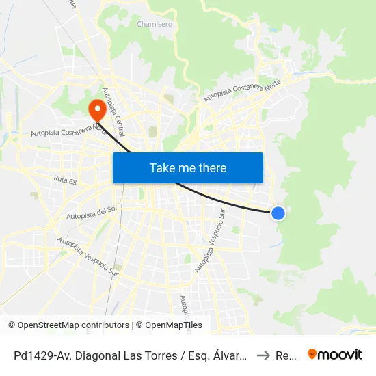 Pd1429-Av. Diagonal Las Torres / Esq. Álvaro Casanova to Renca map
