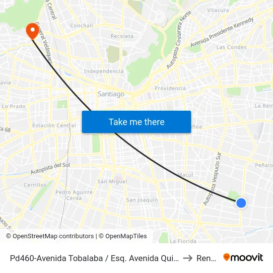 Pd460-Avenida Tobalaba / Esq. Avenida Quilín to Renca map