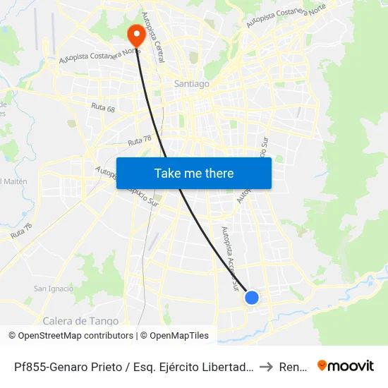 Pf855-Genaro Prieto / Esq. Ejército Libertador to Renca map
