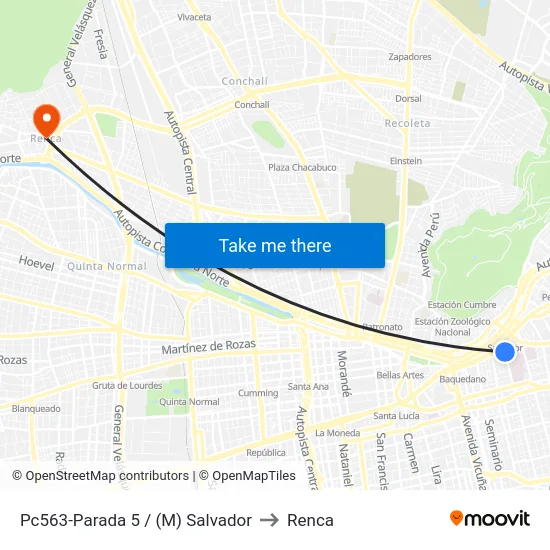 Pc563-Parada 5 / (M) Salvador to Renca map