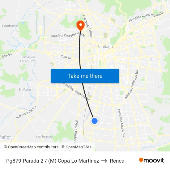 Pg879-Parada 2 / (M) Copa Lo Martínez to Renca map