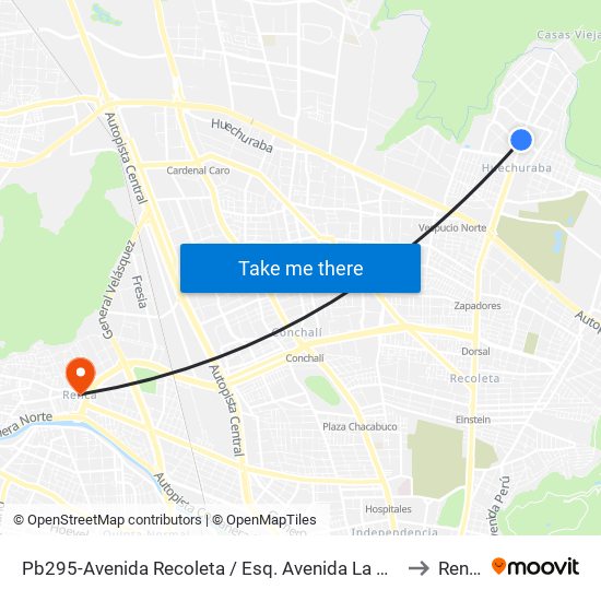 Pb295-Avenida Recoleta / Esq. Avenida La Pincoya to Renca map