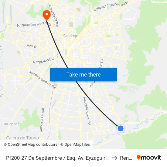 Pf200-27 De Septiembre / Esq. Av. Eyzaguirre to Renca map