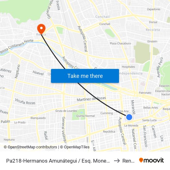 Pa218-Hermanos Amunátegui / Esq. Moneda to Renca map