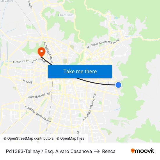 Pd1383-Talinay / Esq. Álvaro Casanova to Renca map