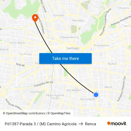 Pd1387-Parada 3 / (M) Camino Agrícola to Renca map