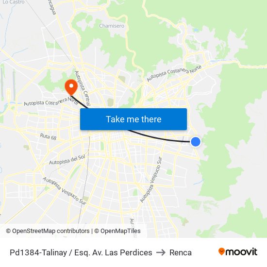 Pd1384-Talinay / Esq. Av. Las Perdices to Renca map