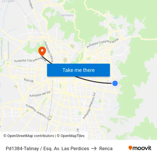 Pd1384-Talinay / Esq. Av. Las Perdices to Renca map