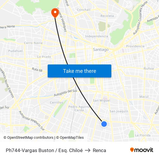 Ph744-Vargas Buston / Esq. Chiloé to Renca map